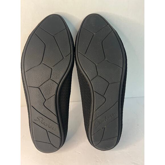 Skechers Cleo Black Scalloped Memory Foam Air Cooled Fabric SlipOn Flat Shoes 11 - Picture 12 of 13